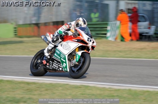 2009-09-27 Imola 0758 Acque minerali - Superbike - Warm Up - Lorenzo Lanzi - Ducati 1098R